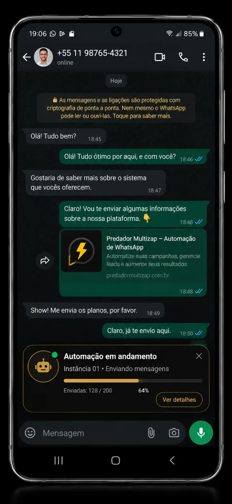 Inbox compartilhada do WhatsApp no Predador Prospect